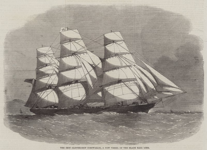Il Clipper di ferro Cornwallis, una nuova nave della Black Ball Line da Edwin Weedon