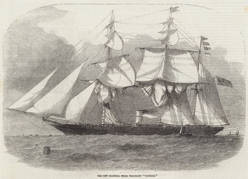 La nuova nave da guerra a vapore coloniale Victoria da Edwin Weedon