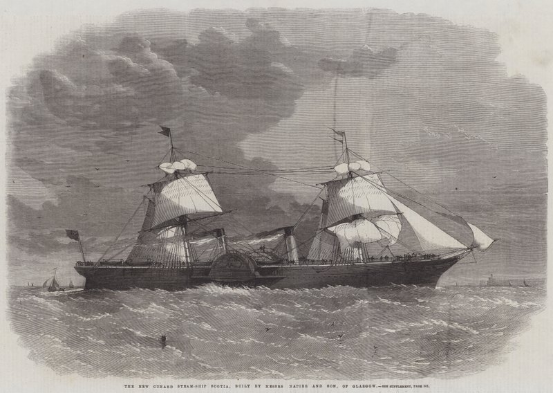 Il nuovo piroscafo Cunard Scotia, costruito dai signori Napier e Figlio, di Glasgow da Edwin Weedon
