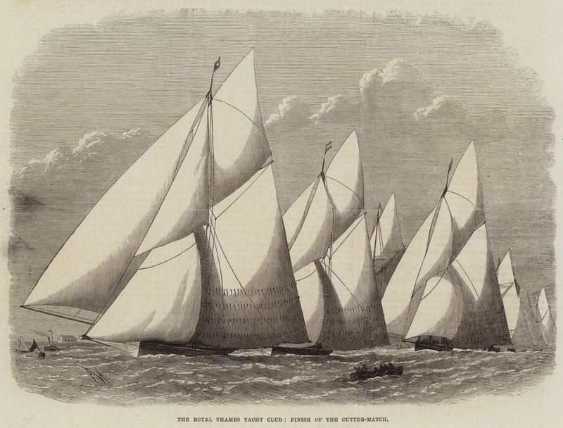 Il Royal Thames Yacht Club, Arrivo della Gara dei Cutter da Edwin Weedon