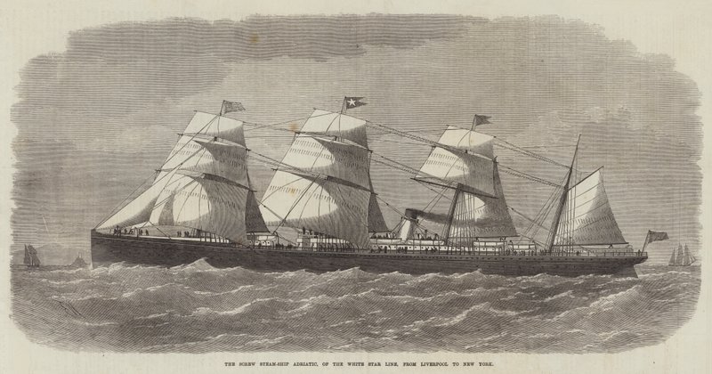 La nave a vapore a elica Adriatic, della White Star Line, da Liverpool a New York da Edwin Weedon