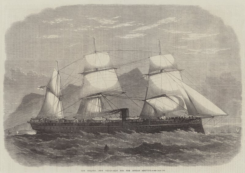 La Serapis, nuova nave da trasporto truppe per il servizio indiano da Edwin Weedon