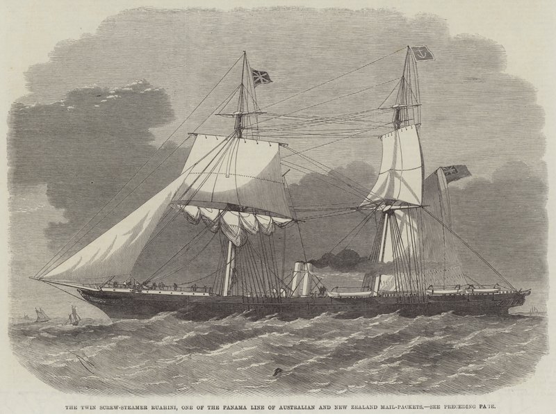 Il gemello a vite Ruahini, una delle navi postali della linea Panama di Australia e Nuova Zelanda da Edwin Weedon