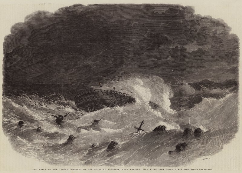 Il Naufragio della Royal Charter sulla Costa di Anglesea, vicino a Moelfre a Cinque Miglia dal Faro di Point Lynas da Edwin Weedon