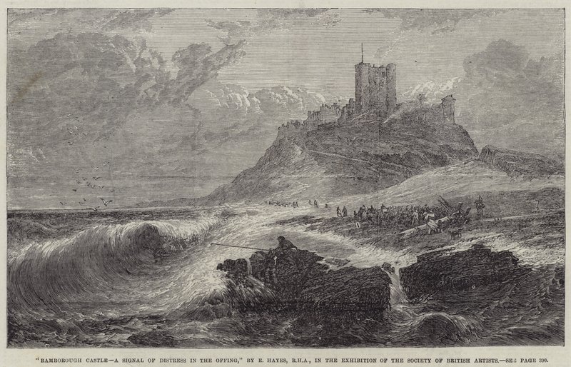 Castello di Bamborough, un segnale di pericolo al largo da Edwin Hayes