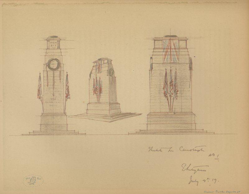 Schizzo n. 1 per il Cenotafio, Whitehall, Westminster, Londra da Edwin Landseer Lutyens