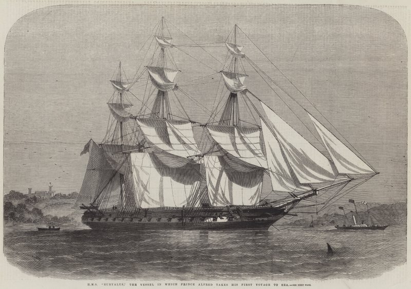 HMS Euryalus, la nave in cui il principe Alfredo fa il suo primo viaggio in mare da Edwin Weedon