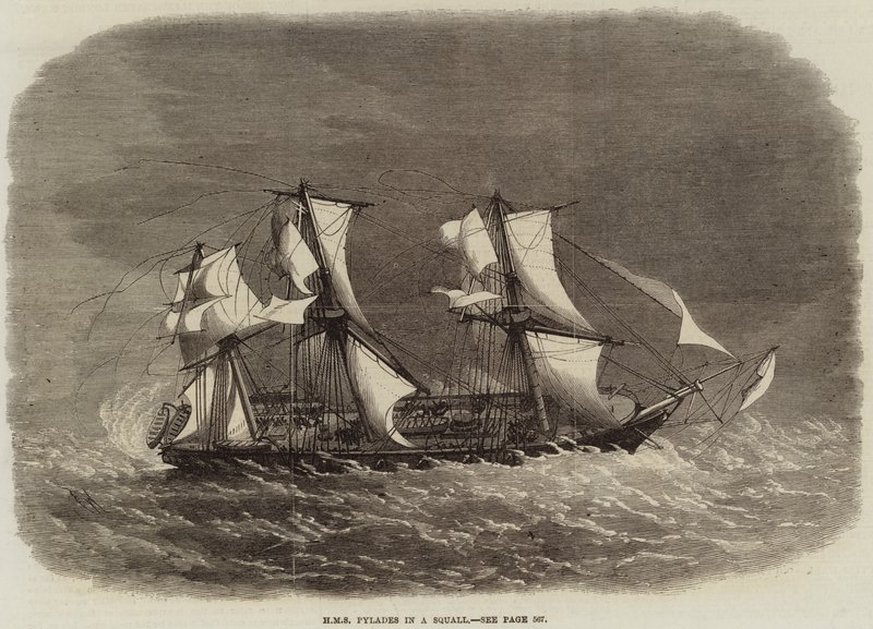 HMS Pylades in una burrasca da Edwin Weedon