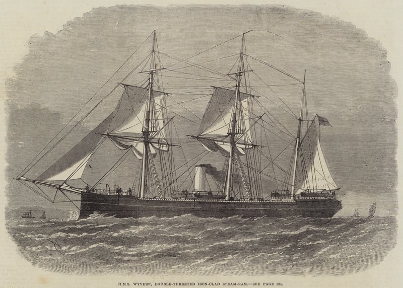 HMS Wyvern, ariete a vapore corazzato a doppia torretta da Edwin Weedon