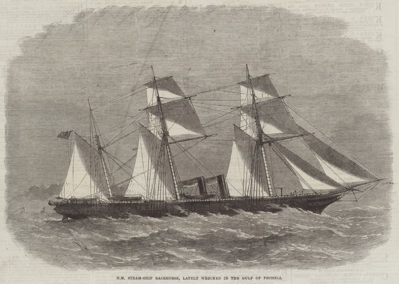 HM Steam-Ship Racehorse, recentemente naufragata nel Golfo di Pecheli da Edwin Weedon