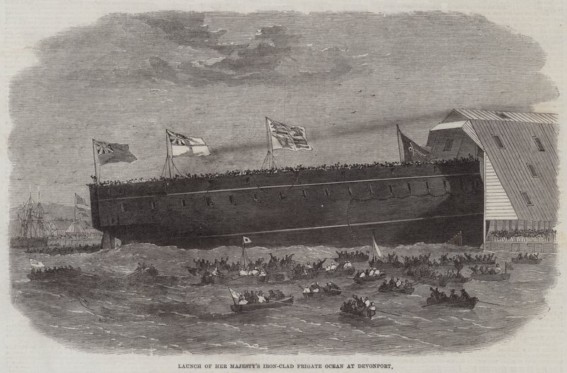 Varo della fregata corazzata di Sua Maestà Ocean a Devonport da Edwin Weedon