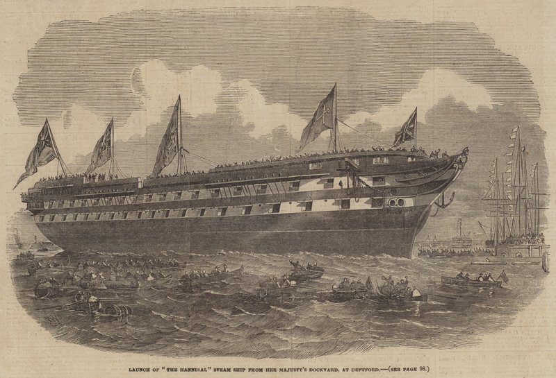 Varo della nave a vapore Hannibal dal cantiere reale di Sua Maestà, a Deptford da Edwin Weedon