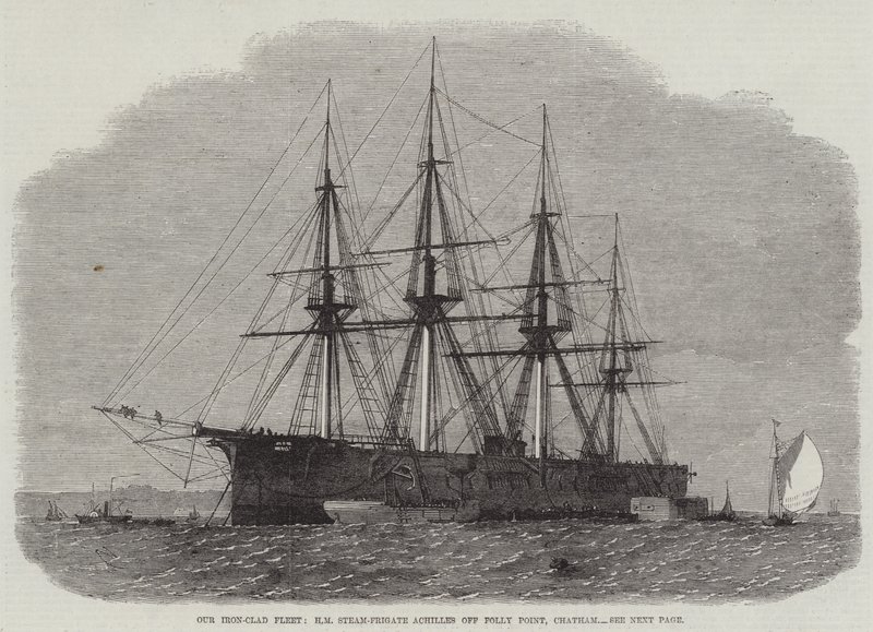 La nostra flotta corazzata, HM Steam-Frigate Achilles al largo di Folly Point, Chatham da Edwin Weedon