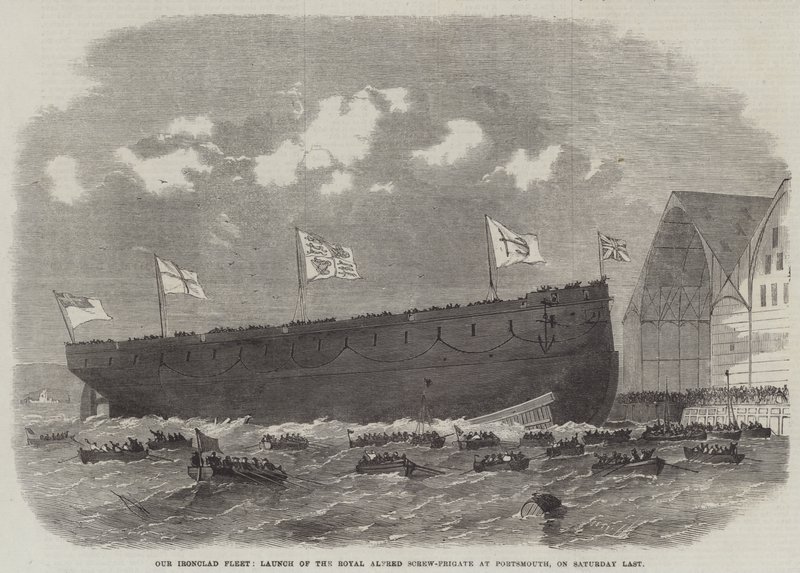 La Nostra Flotta Corazzata, Varo della Fregata a Vite Royal Alfred a Portsmouth, sabato scorso da Edwin Weedon