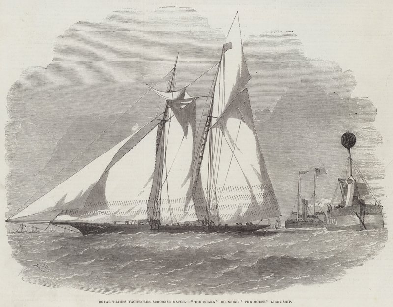 Regata di yacht del Royal Thames Yacht-Club, Lo Squalo che gira la nave faro Mouse da Edwin Weedon