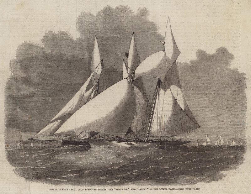 Regata di Schooner del Royal Thames Yacht Club, il Wildfire e il Vestal nel Lower Hope da Edwin Weedon