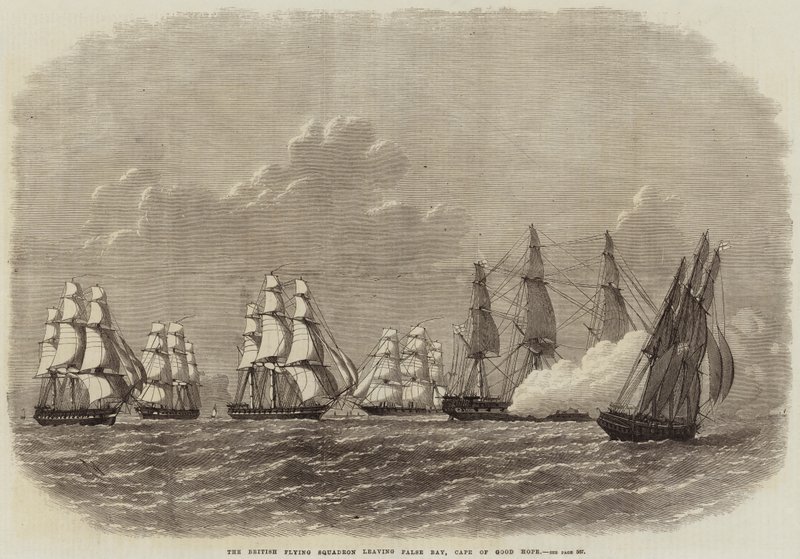 Lo squadrone volante britannico lascia False Bay, Capo di Buona Speranza da Edwin Weedon