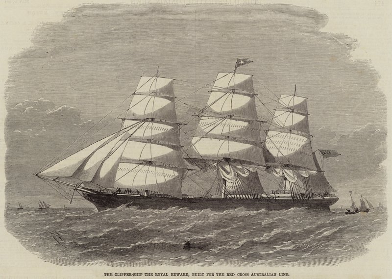 La nave clipper Royal Edward, costruita per la Red Cross Australian Line da Edwin Weedon