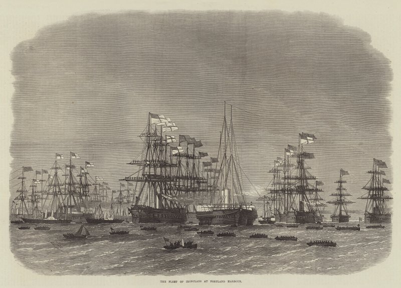 La flotta di corazzate nel porto di Portland da Edwin Weedon