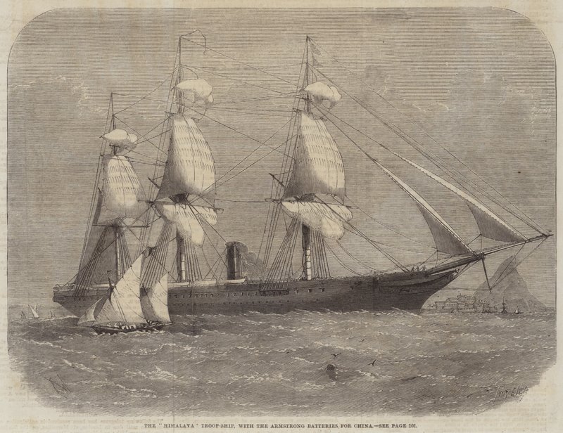 La nave truppa Himalaya, con le batterie Armstrong per la Cina da Edwin Weedon