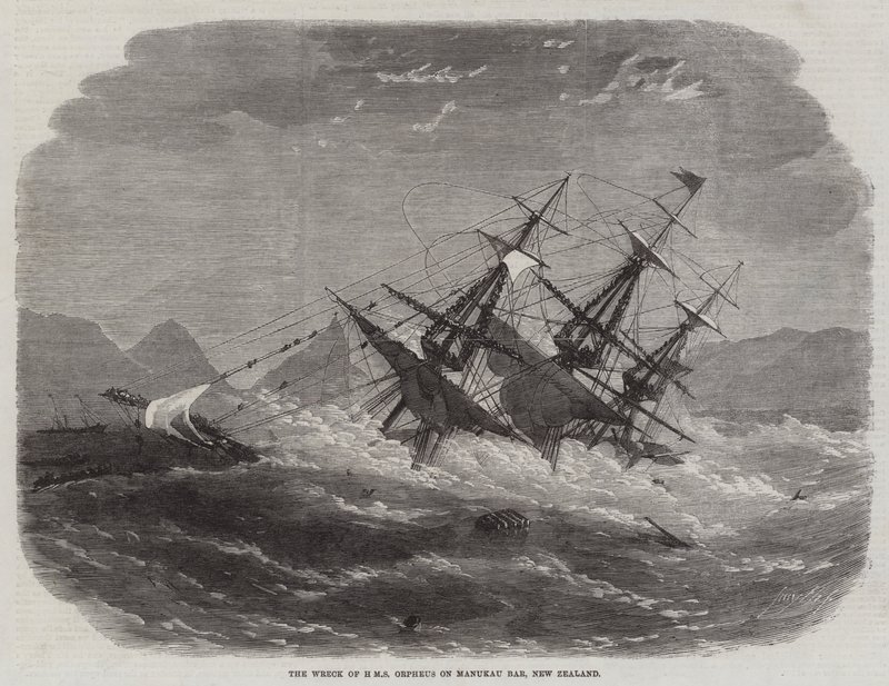 Il naufragio della HMS Orpheus sulla Manukau Bar, Nuova Zelanda da Edwin Weedon