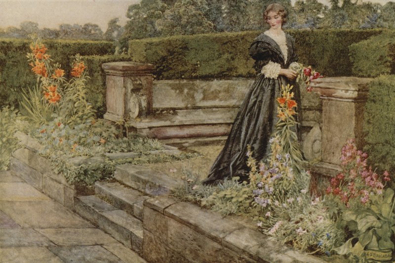 Fantasie del giardino, il nome del fiore (litografia a colori) da Eleanor Fortescue Brickdale