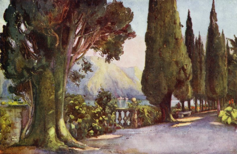 Viale dei cipressi, Villa del Pizzo, Lago di Como da Ella Du Cane