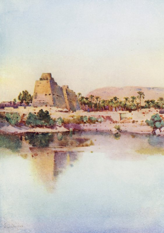 Il pilone di Hatshepsut a Karnak, dal lago sacro da Ella Du Cane