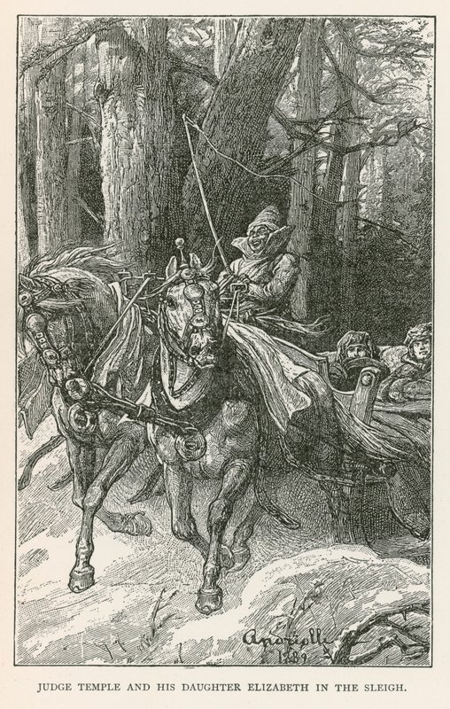 Il giudice Temple e sua figlia Elizabeth nella slitta (incisione) da Elviro Michael Andriolli