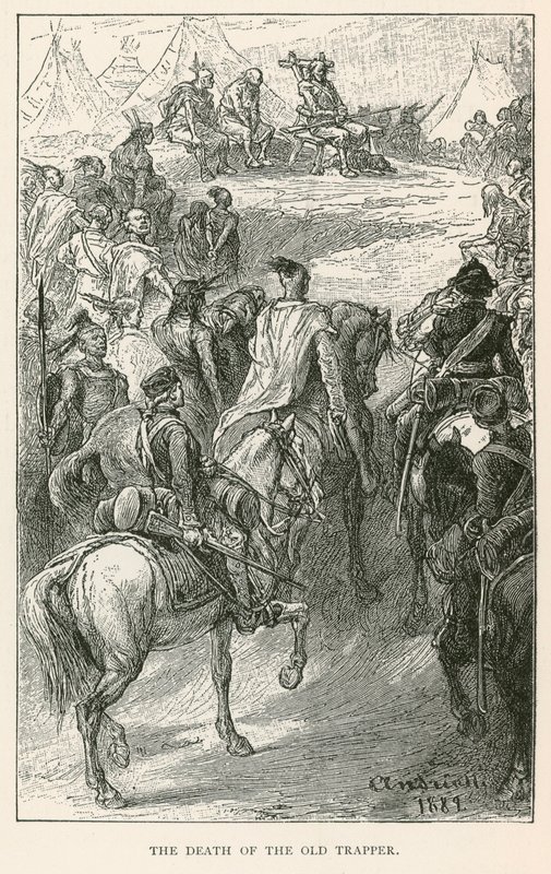 La morte del vecchio trapper (incisione) da Elviro Michael Andriolli