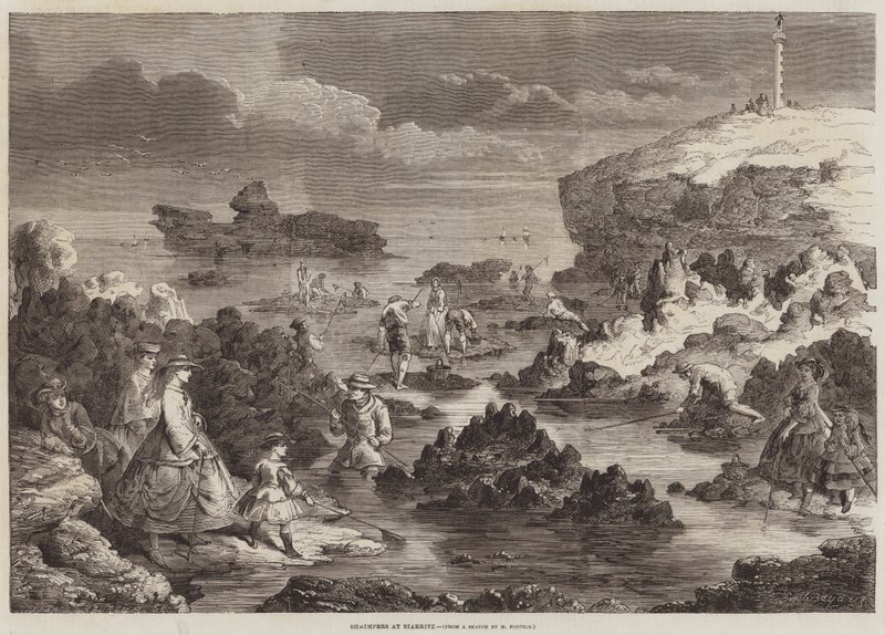 Pescatori di gamberi a Biarritz da Emile Antoine Bayard
