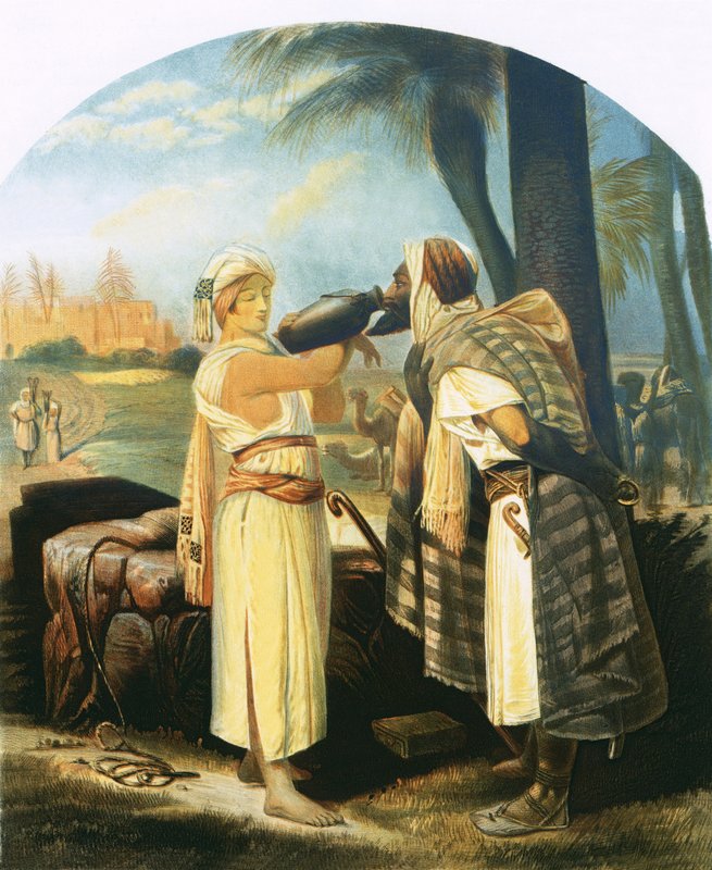 Rebecca dà da bere al servo da Emile Jean Horace Vernet