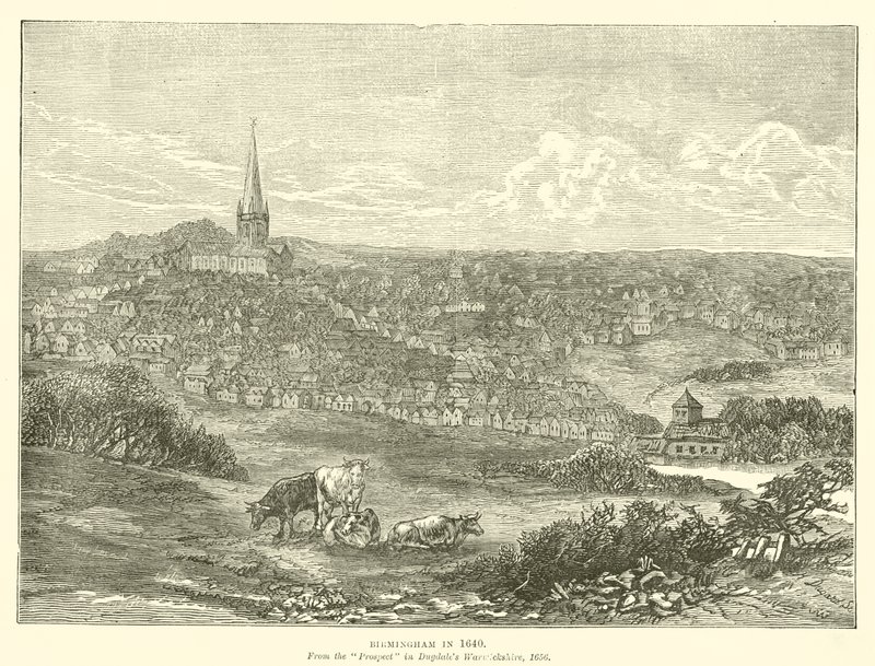 Birmingham nel 1640, dal Prospetto nel Warwickshire di Dugdale, 1656 da English School