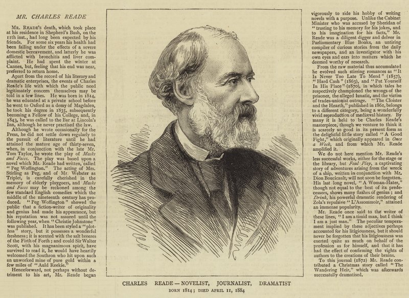 Charles Reade, romanziere, giornalista, drammaturgo da English School