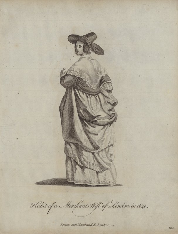 Abito della moglie di un mercante di Londra nel 1640 da English School
