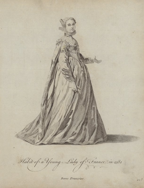 Abito di una giovane signora di Francia nel 1581 da English School