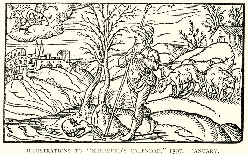 Illustrazioni al Calendario del Pastore, 1597. Gennaio da English School
