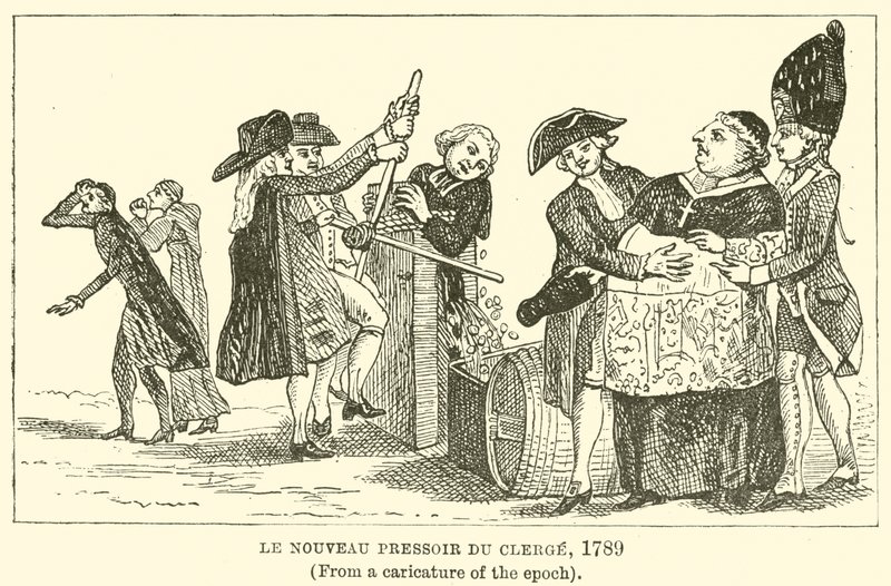 Le Nouveau Pressoir du Clergé, 1789, (Da una caricatura dell
