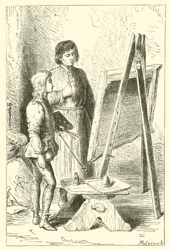 Leonardo Da Vinci, da ragazzo, nello studio di Verrocchio da English School