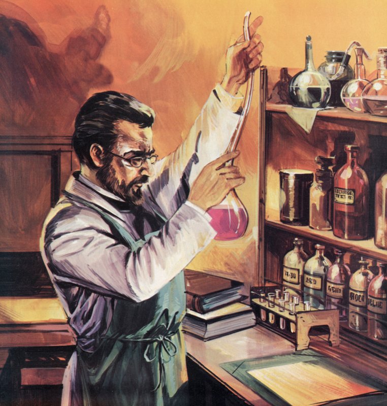 Louis Pasteur nel suo laboratorio da English School