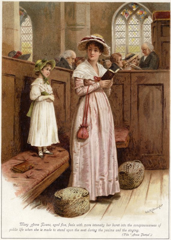 Mary Anne Evans (alias George Eliot), a cinque anni, sente con più intensità il suo scoppio in ? da English School