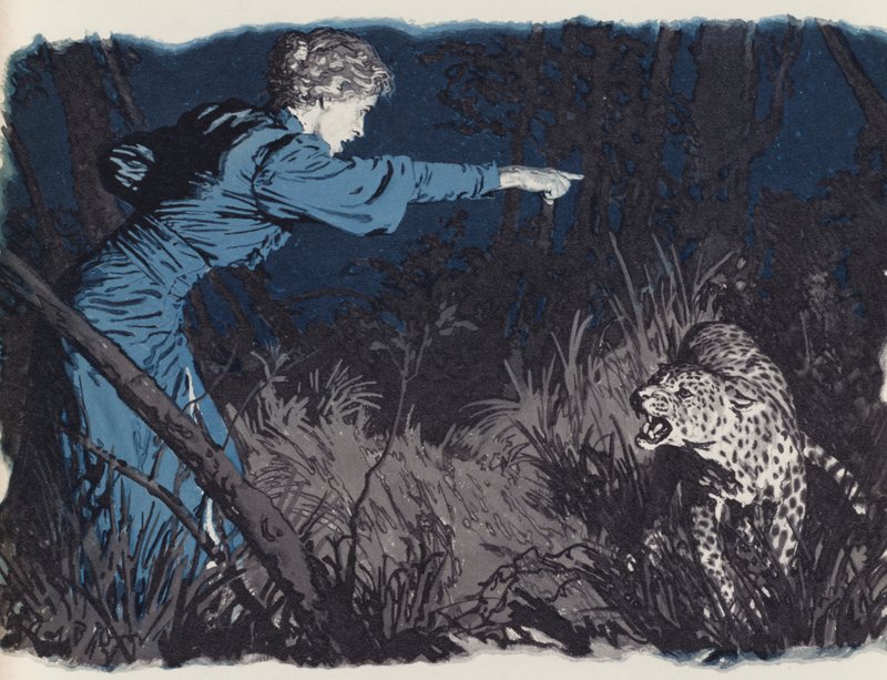 Mary Kingsley che sfida un leopardo in libertà da English School
