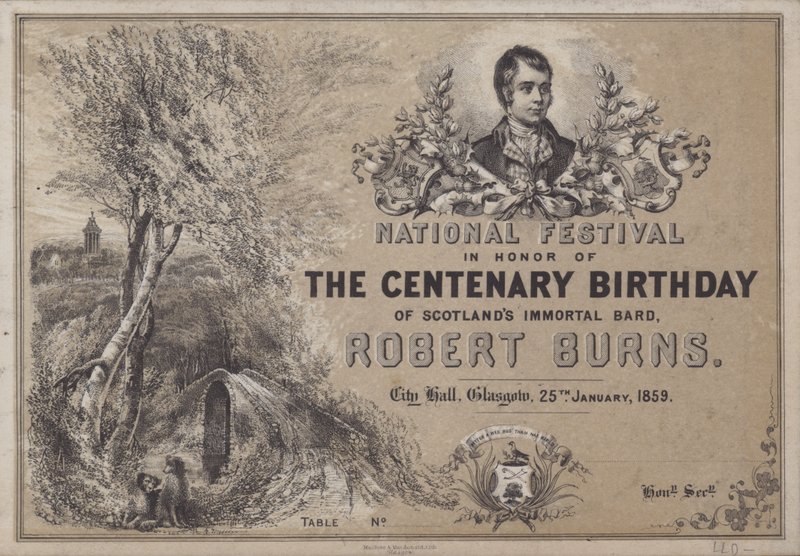 Festa nazionale in onore del centenario della nascita del bardo immortale della Scozia, Robert Burns, 25 gennaio 1859 da English School