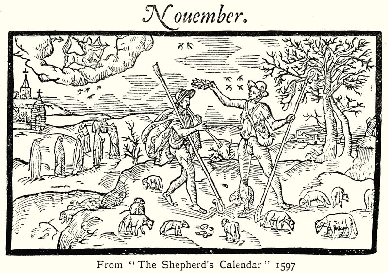 Novembre, dal Calendario del Pastore, 1597 da English School