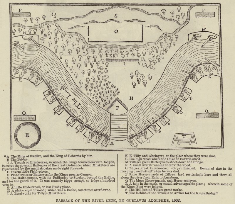 Passaggio del fiume Leck, da Gustavo Adolfo, 1632 da English School