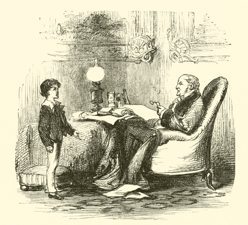 Robert Peel, in pratica oratoria con suo padre da English School