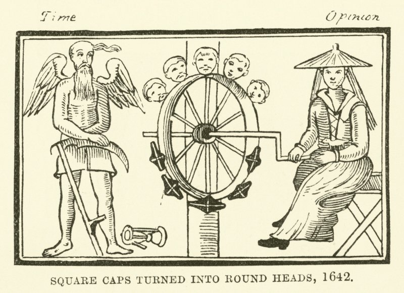 Cappelli quadrati trasformati in teste rotonde, 1642 da English School