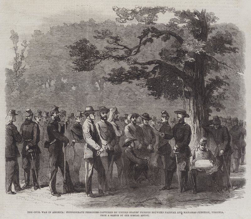 La Guerra Civile in America, Prigionieri Confederati catturati dai Picchetti degli Stati Uniti tra Fairfax e Manassas Junction, Virginia da English School