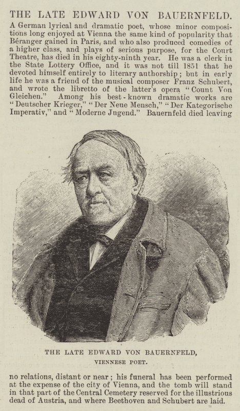 Il defunto Edward von Bauernfeld, poeta viennese da English School