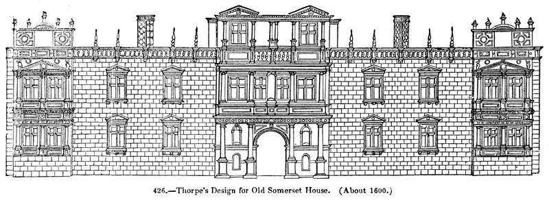 Progetto di Thorpe per la Vecchia Somerset House. (Circa 1600) da English School